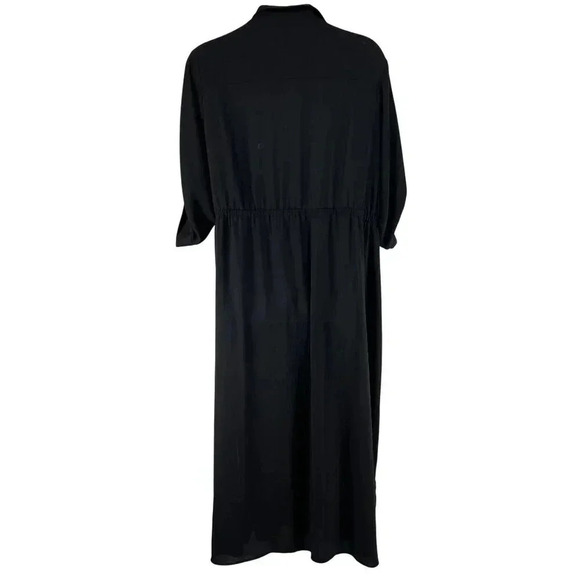 Torrid Womens 5X L Black Button-Up 3/4 Sleeve Maxi Dress Side Slits Whimsigoth - Picture 3 of 16